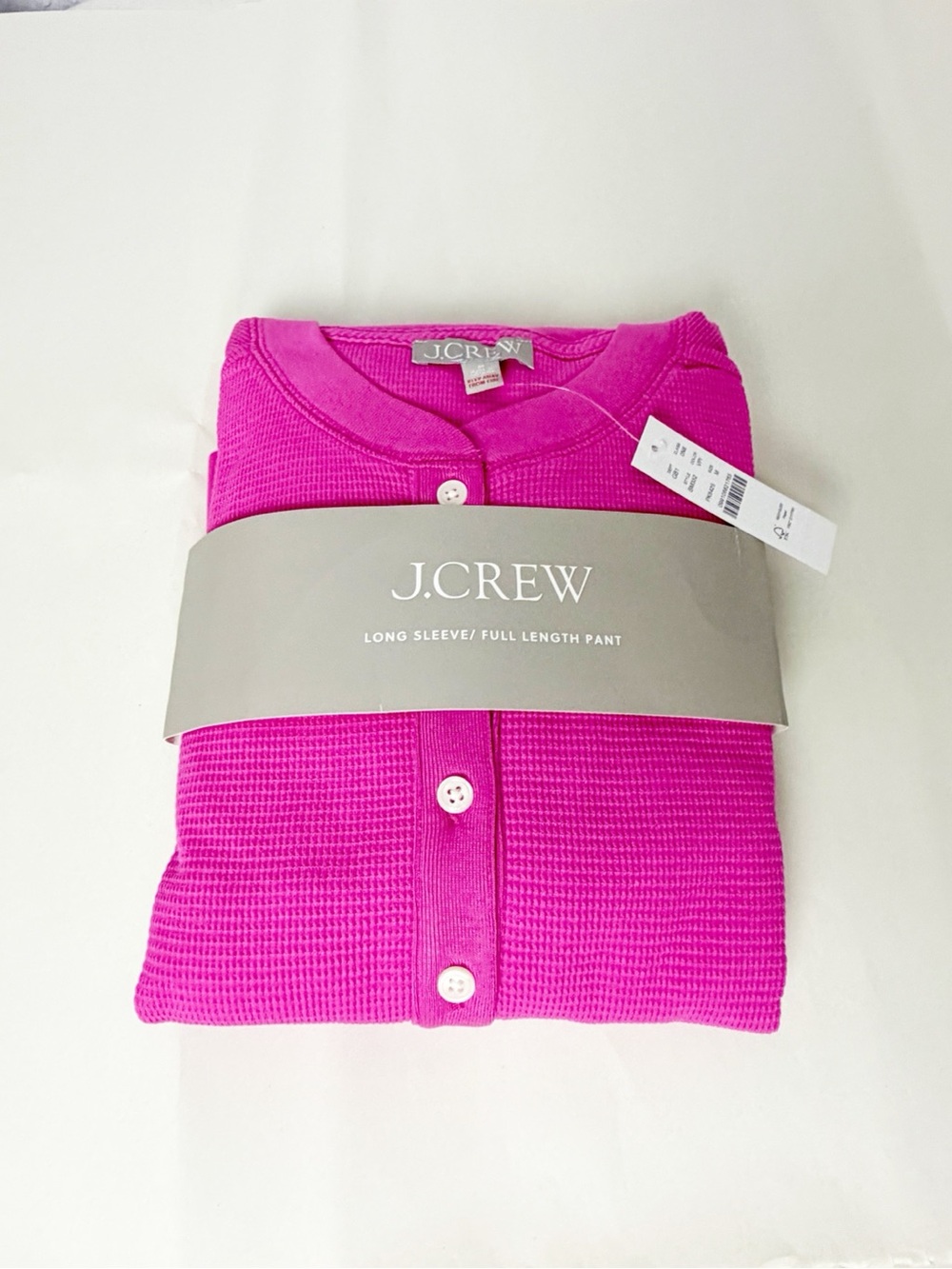 J. Crew Hot Pink Waffle-Knit Pajama Set NWT